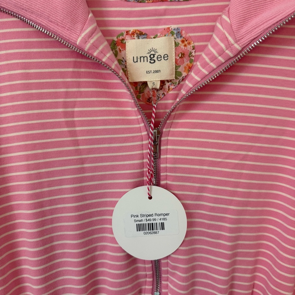 Women’s Pink Striped Romper - Picture 3 of 4